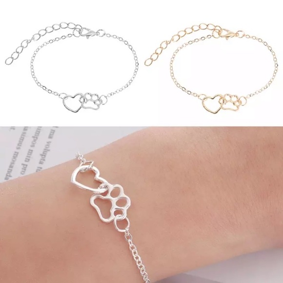 NEW!💙💎🐾SILVERY!💍PAW PRINT🐾HEART💗BRACELET💎💙 - Picture 4 of 8
